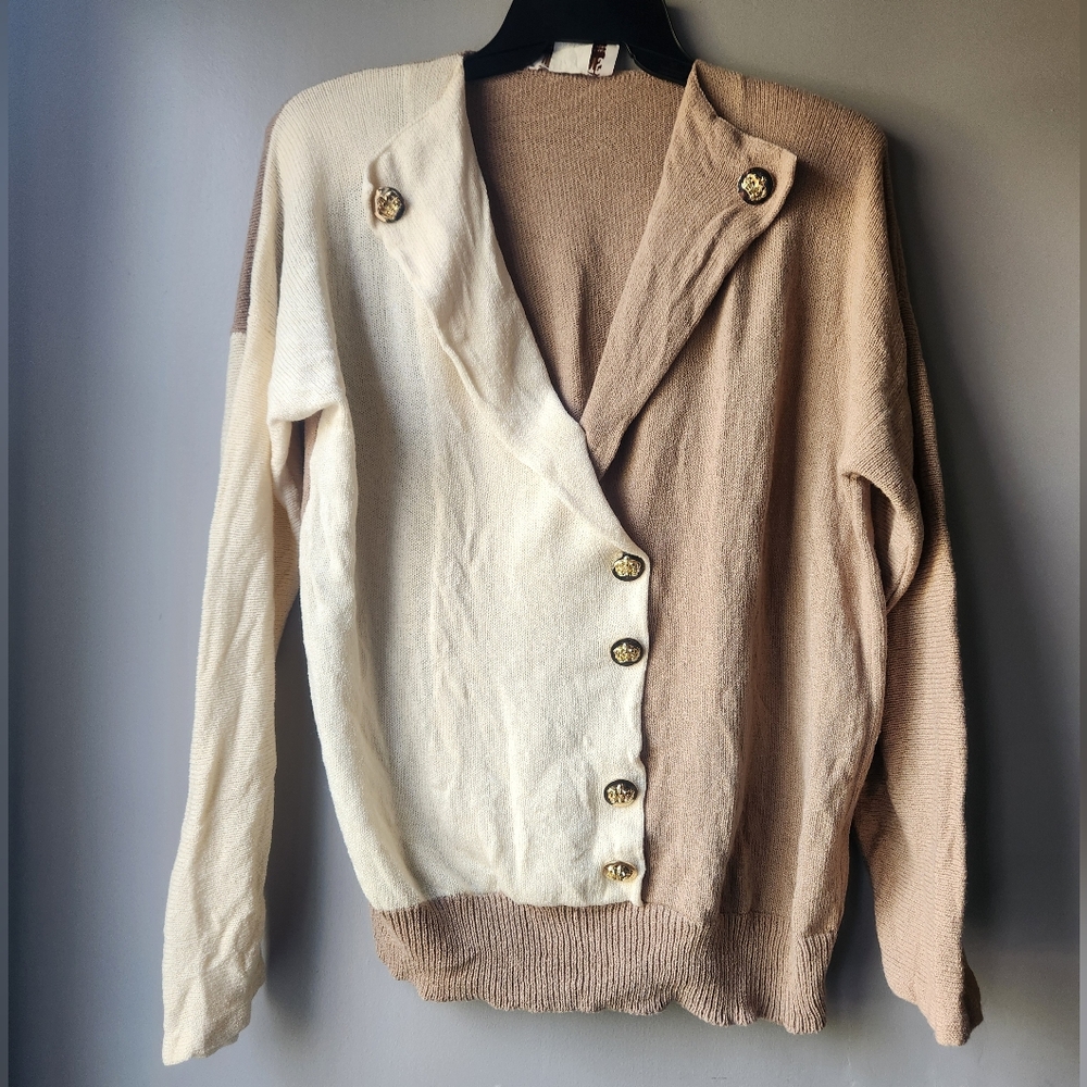 Vintage 80s Marni Knits Two Tone Knit Sweater